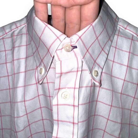 Seaward & Stearn White & Pink Check S/S Button Down Shirt XL - Picture 4 of 9